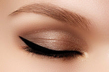 Load image into Gallery viewer, Close-up of eye with Black Gel Eyeliner, featuring a smooth, precise winged application.