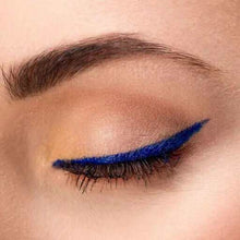 Load image into Gallery viewer, Close-up of eye with navy blue gel eyeliner applied, winged.